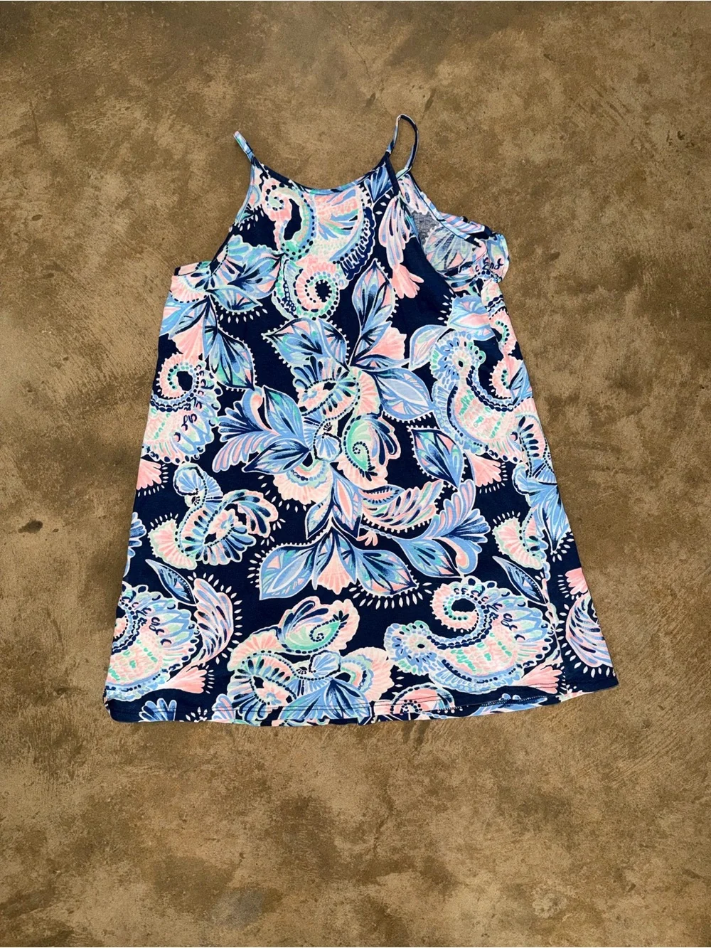 Lilly Pulitzer Girls Navy Pink Paisley Shift Dress Size M Floral Sleeveless